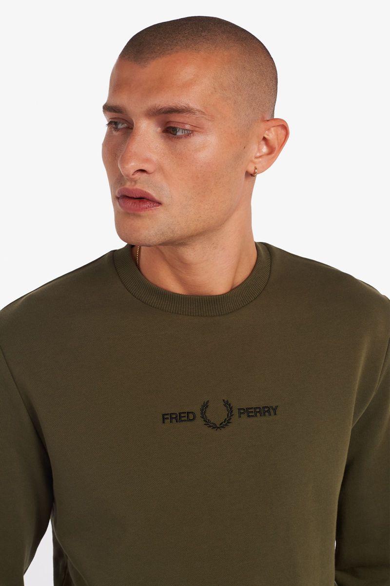 Green Fred Perry Embroidered Men's Sweatshirts | PH 1580CTVE